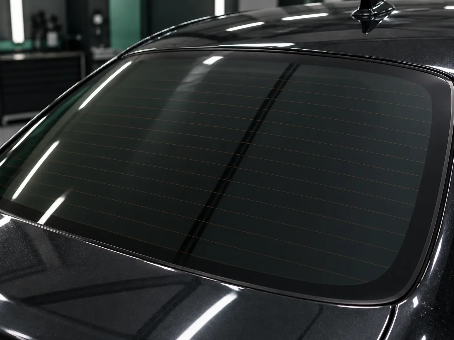 Illustrative professional window tint with a smooth, bubble-free rear screen